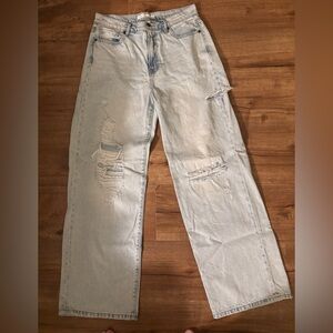 Altar’d State high waisted light wash ripped wide leg jeans